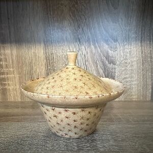 Vintage Ceramic Hand Painted Bowl with Lid